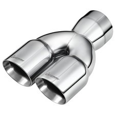 Upower 3 Dual Exhaust Tip Inlet Outlet 9.5 Long 3x3x9.5 Silver