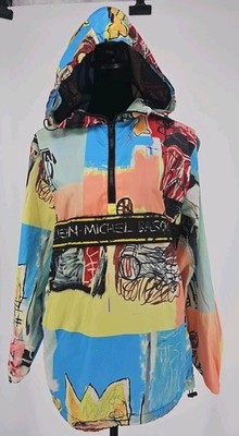 Reason Jean Michael Basquiat Jacket Small All Over Print 1/4 Zip Pullover Hoodie