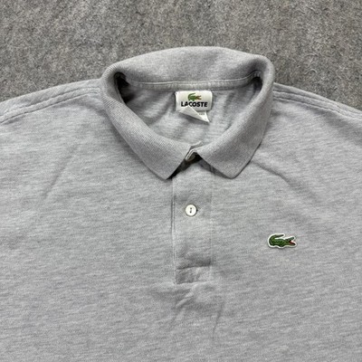 Lacoste Polo Shirt Men FR7 Men 2XL Gray Classic Fit Solid Short Sleeve 45 x 26