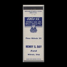 Matchbook Cover Ford Dealer - Henry S. Day Midvale, UT
