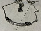 Vintage 20” signed PL Silver tone metal statement bar Necklace modernist crystal — photo 1
