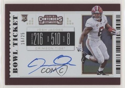 2019 Contenders Draft Picks Bowl Ticket 16/25 Josh Jacobs Rookie Auto RC uk2
