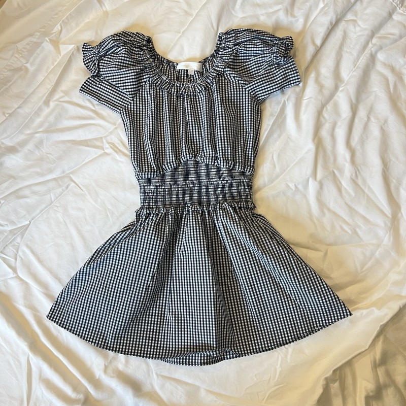 Girls Size 4-5 Years Love Shack Fancy Black /White Gingham Dress Smocked Waist