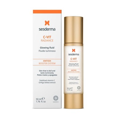 C VIT Radiance Glowing Fluid Brighten Dull Skin 1.7 Fl Oz Orange Sesderma