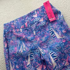 Lilly Pulitzer Linen Pants Womens Small S Sailboat Fireworks Wide Leg