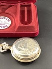 Vintage Westclox Train Pocket Watch Gold Tone Engraved Locomotive w/ Box Chains — photo 9