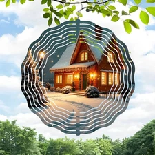 3D Metal Hanging Wind Spinners - Decorative Wind Chimes with Wave Pattern Design