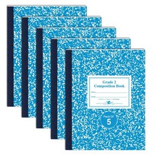 Composition Notebooks 5-Pack Grade 2 Ruled 50 Sheets 15 White 9.75x7.75 Blue