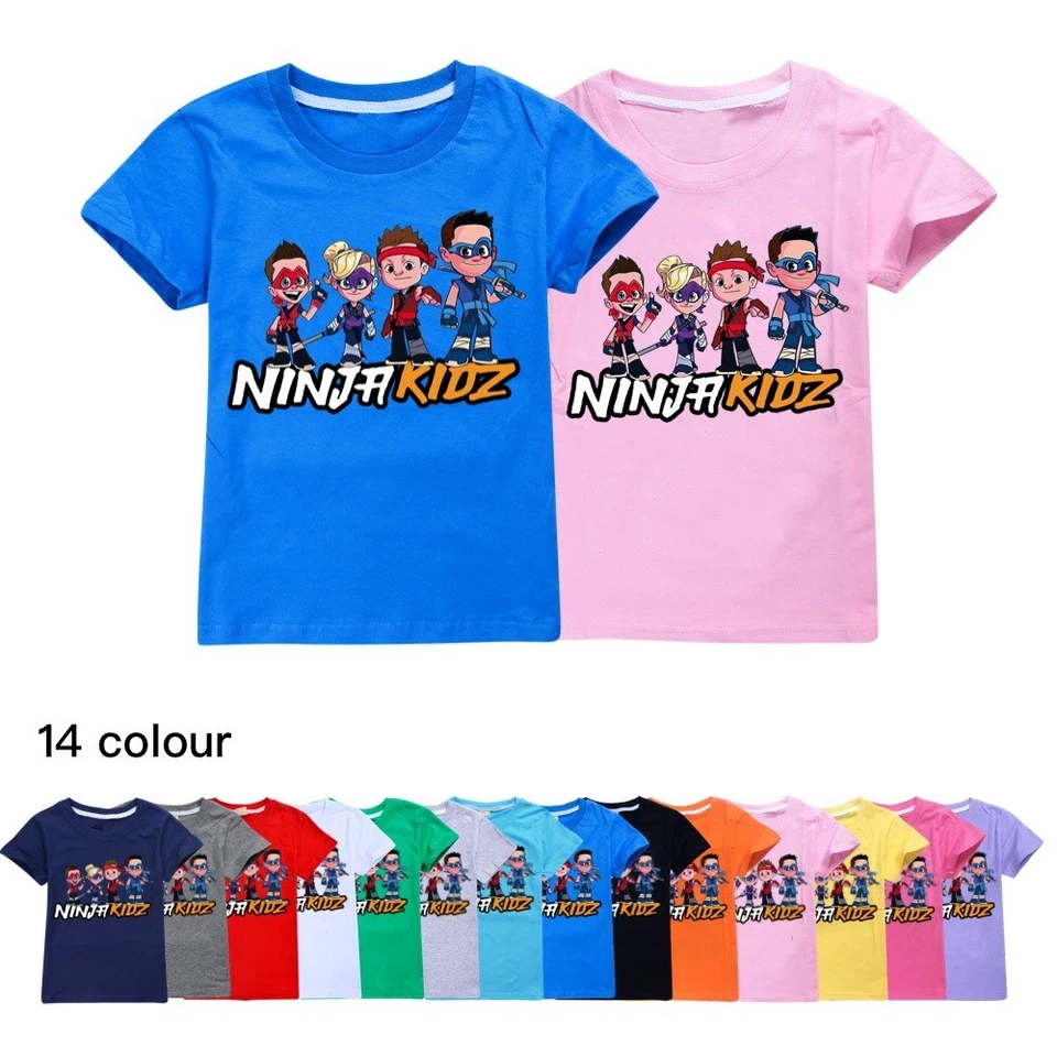 NINJA KIDZ Kids Casual Cotton T-shir Boys Girls Summer Short Sleeves Tshirt Tops