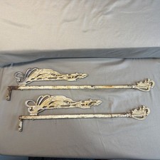 Vintage Victorian Cast Iron Extending Curtain Rod Swing Arm Set of 2 -24&rdquo; Long