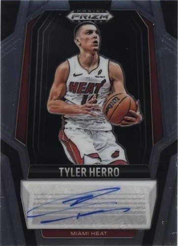 2024-25 Panini Prizm Black Tyler Herro AUTO Card SILVER Prizm Heat