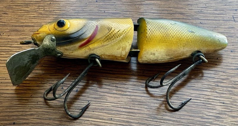 Vintage Large 6 1/2” Wood Jointed Pikie Fishing Lure Possibly Creek Chub