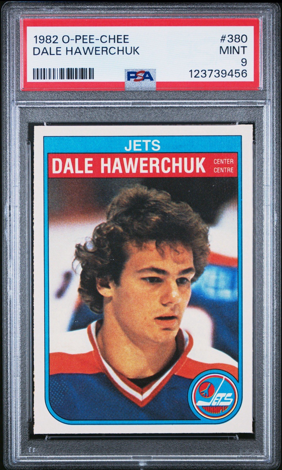 1982 O-Pee-Chee #380 Dale Hawerchuk Rookie RC PSA 9 Mint Winnipeg Jets HOF