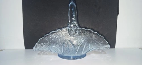 ‼️Fenton for Princess House Ice Blue Glass Basket with Handle‼️