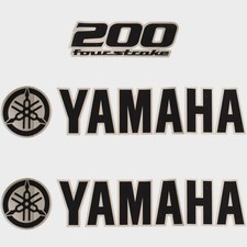 Yamaha Boat Cowling Decals | 200 Four Stroke Black / Silver Stickers (Kit)