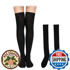 KINBOM 1 Pair Thigh High Socks, Cotton Soft Knee High Long Stockings Women Leg W