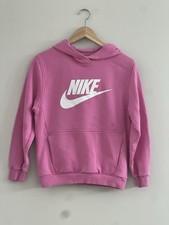 Nike Youth Girls Hooded Pullover Sweatshirt Pink, Size Large, Fleece-Lined