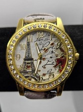 Womens' Luxury Quartz Eiffel Tower Paris France Watch w/Leather Band WORKING