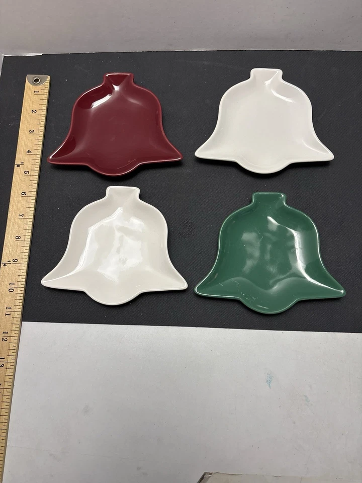 "4 platos de aperitivo/postre en forma de campana Chantal - Borgoña, blanco, verde 5"" - en muy buena condición" Foto 2 de 4