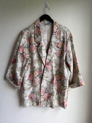 Vntg Laura Tyler Women's Blazer 90s Size L Floral Multicolor Tan Style
