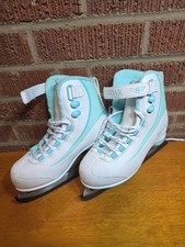 Riedell Soar figure ice skates, Adult Women Size 4 Teal Blue with Guards