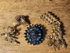 5 Pcs Of Vintage Rhinestone Costume Jewelry