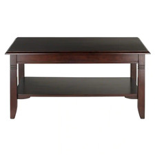 Nolan 37 In. Cappuccino Medium Rectangle Wood Coffee Table with Shelf