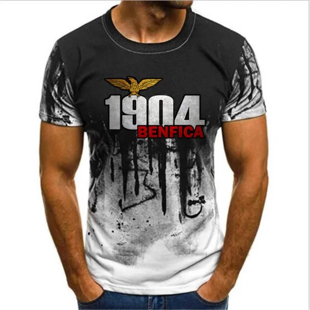 Benfica Football T-Shirt Men Gradient Sports Top Quick Dry Casual Shirt