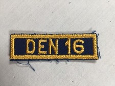 Cub Scout Den Number 16 gauze back BSA Rank Patch