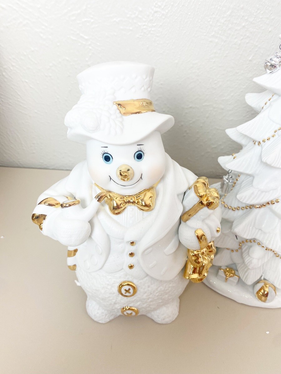 VTG Grandeur Noel Porcelain Snowman Family-5 Piece Set