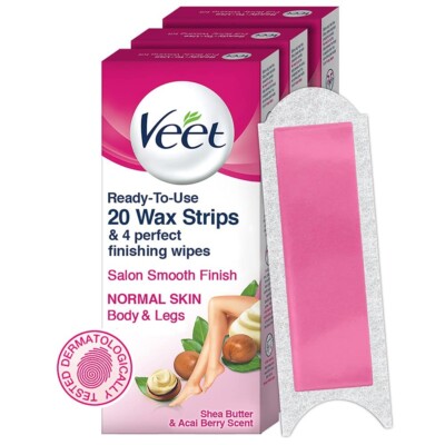 Veet Full Body Waxing Kit Strip For Normal Skin - 20 Strips (Pack of 3)