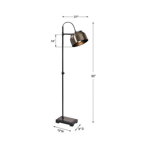 Uttermost Bessemer Contemporary Steel Floor Lamp in Antique Brass - Picture 10 of 10