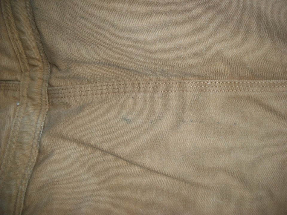 CARHARTT Coverall Overalls Insulated Mens LARGE Brown Duck Cloth Side