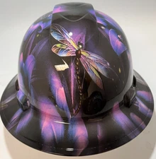 New Full Brim Hard Hat Custom Hydro Dipped PURPLE DRAGONFLY