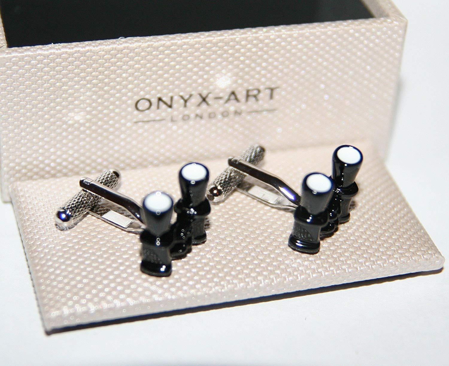 Binoculars Shaped Cufflinks Bird Watching Star Gazing Onyx-Art CK879