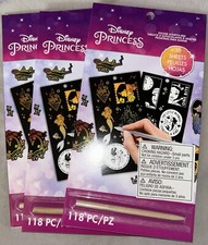 3 EK Success Disney Princess Sticker Scratch Pads 10 Sheets 