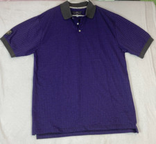 Fore Mens Golf Polo Shirt Size Large Short Sleeve Purple Check Cotton USA Made