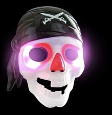 Halloween Pirate Skull Light Up Mask 9.05x6.88 in. Plastic Mask Battery Included