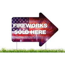 10-Pack Fireworks Sold Here Yard Sign, 2 sided, 22x16 Inches with Stakes