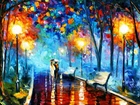 Wall Decor Oil Paint Park Scene Printed Canvas Wall Art Stretched On Solid Frame