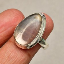Crystalline Quartz Gemstone 925 Sterling Silver Handmade Jewelry Ring Size 6