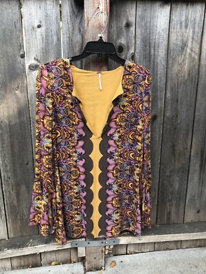 EARTHY AUTUMN FREE PEOPLE Long-Sleeve Mini-Dress RN# 66170 CA