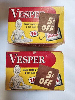Vtg Lot of (2) 1 1/4oz Vesper Tea Bags Rare