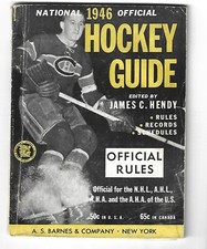 RARE 1946 HENDY NHL HOCKEY GUIDE - ELMER LACH HOF COVER  !! -