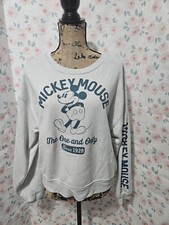 DISNEY MICKEY MOUSE, WOMEN'S GRAY POLY BL LONG SLEEVED LOGO SWEATSHIRT SZ L