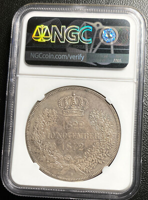 Best Price! Germany Saxony 1872 Wedding 2 Thaler Taler NGC MS62