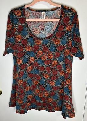 LuLaRoe Perfect T  Size Medium Women s M Flowery Comfortable Cute Fall Colors  