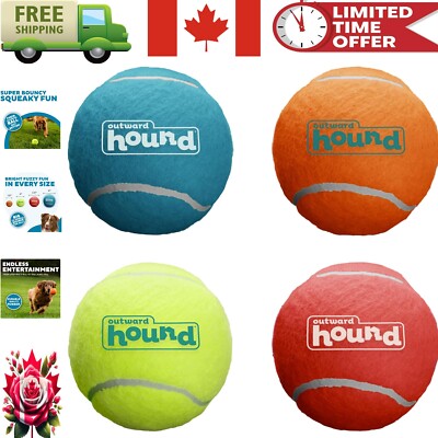 Durable Squeaky Tennis Balls for Dogs - 4-Pack, Perfect Fetching Fun
