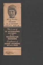 1941 Washington Redskins Football Matchcover #6 Andy Farkas-Washington Redskins.