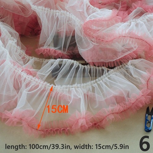 Dentelle Maille Pli Ruche Tissu Bords Bordure Volant Jupe Robe Décor DIY Costume - Picture 18 of 28